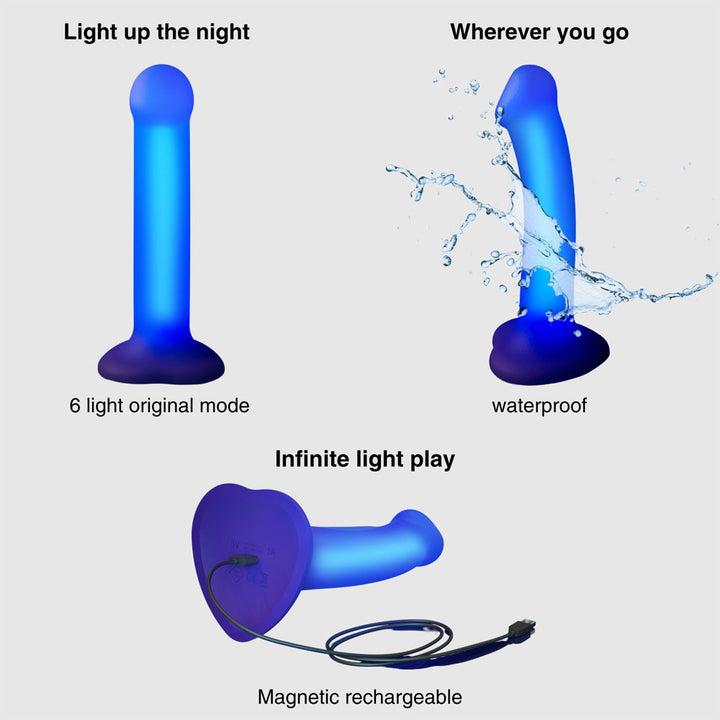Strap On Me Glow LED Dildo Medium -  Purple