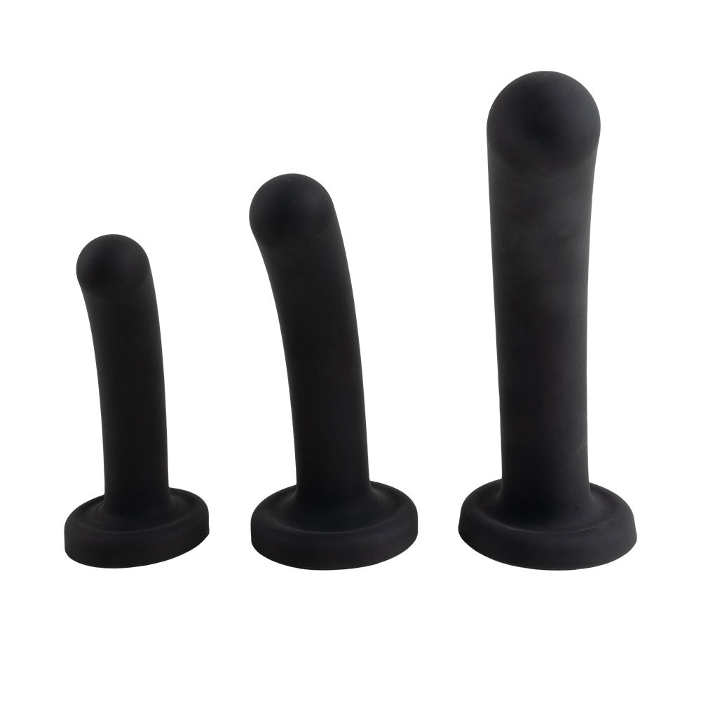Topped Liquid Silicone Curved Dildo - Black