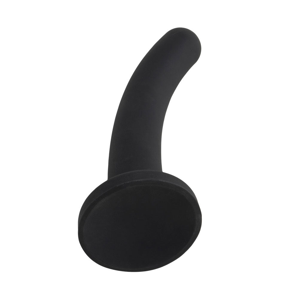 Topped Liquid Silicone Curved Dildo - Black