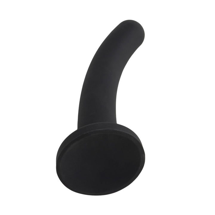 Topped Liquid Silicone Curved Dildo - Black