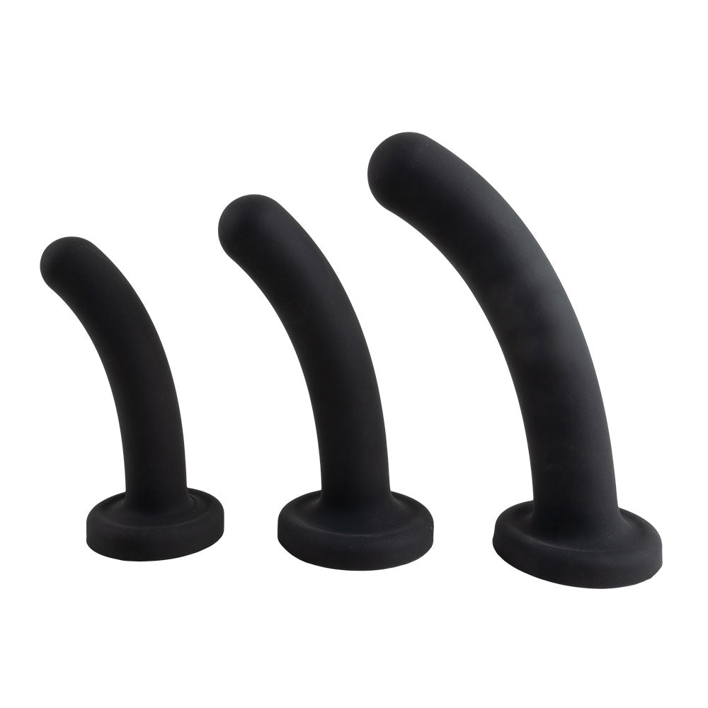 Topped Liquid Silicone Curved Dildo - Black