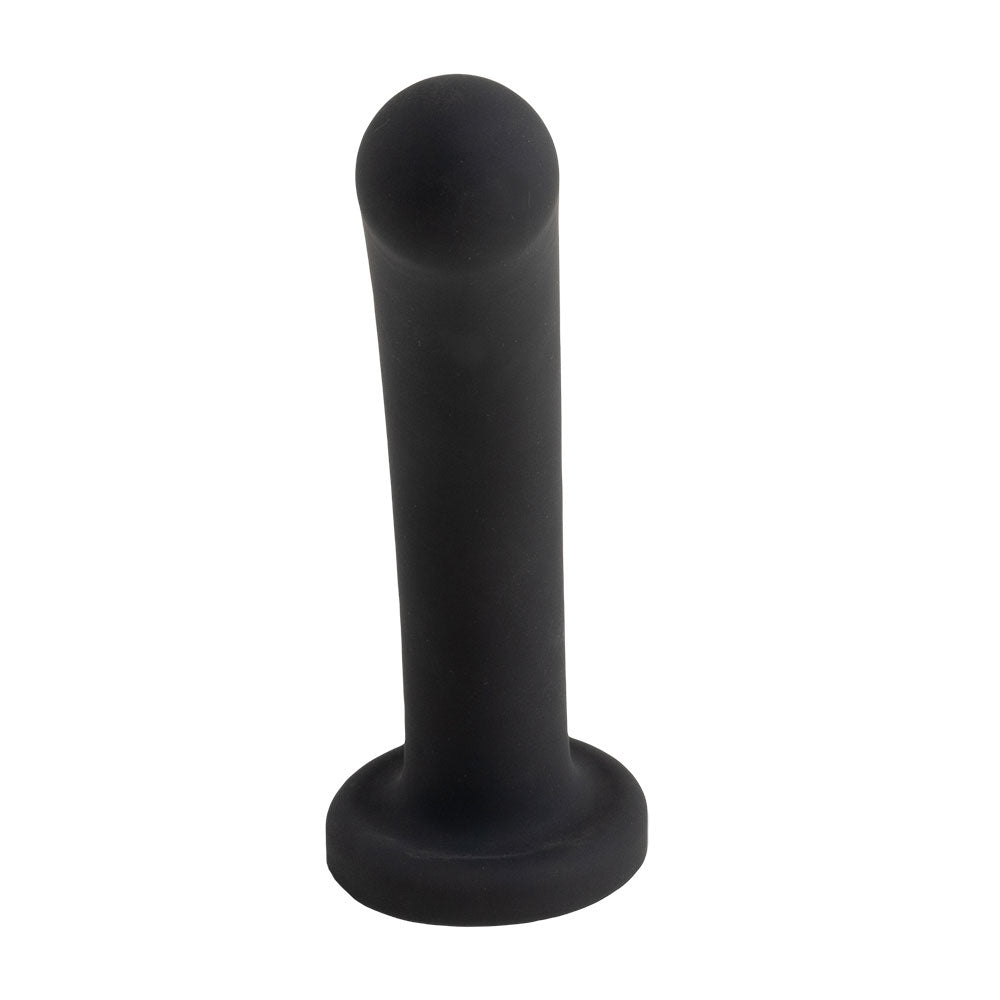 Topped Liquid Silicone Curved Dildo - Black