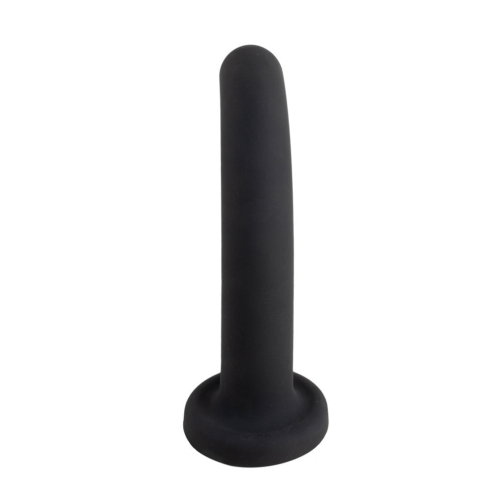 Topped Liquid Silicone Curved Dildo - Black