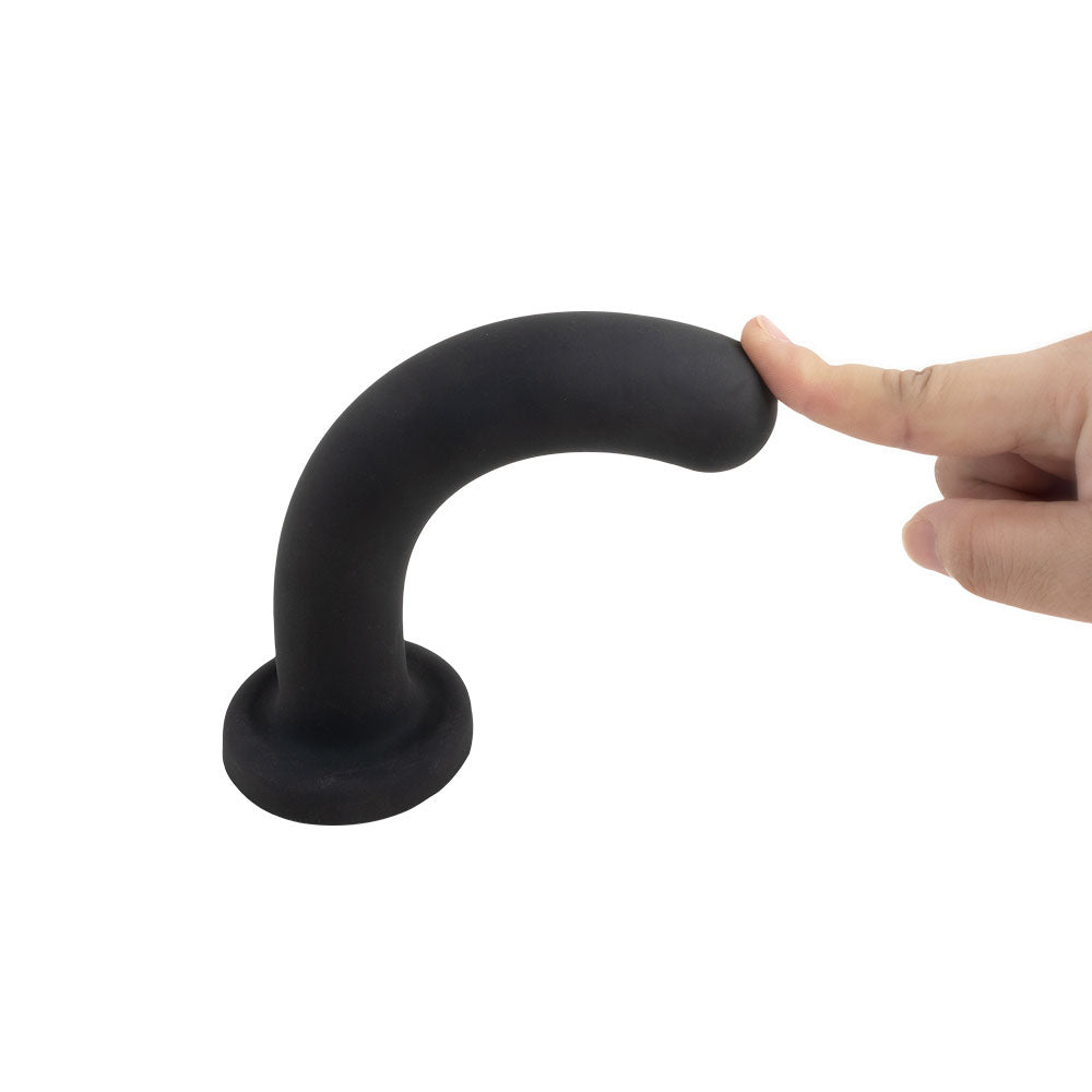 Topped Liquid Silicone Curved Dildo - Black