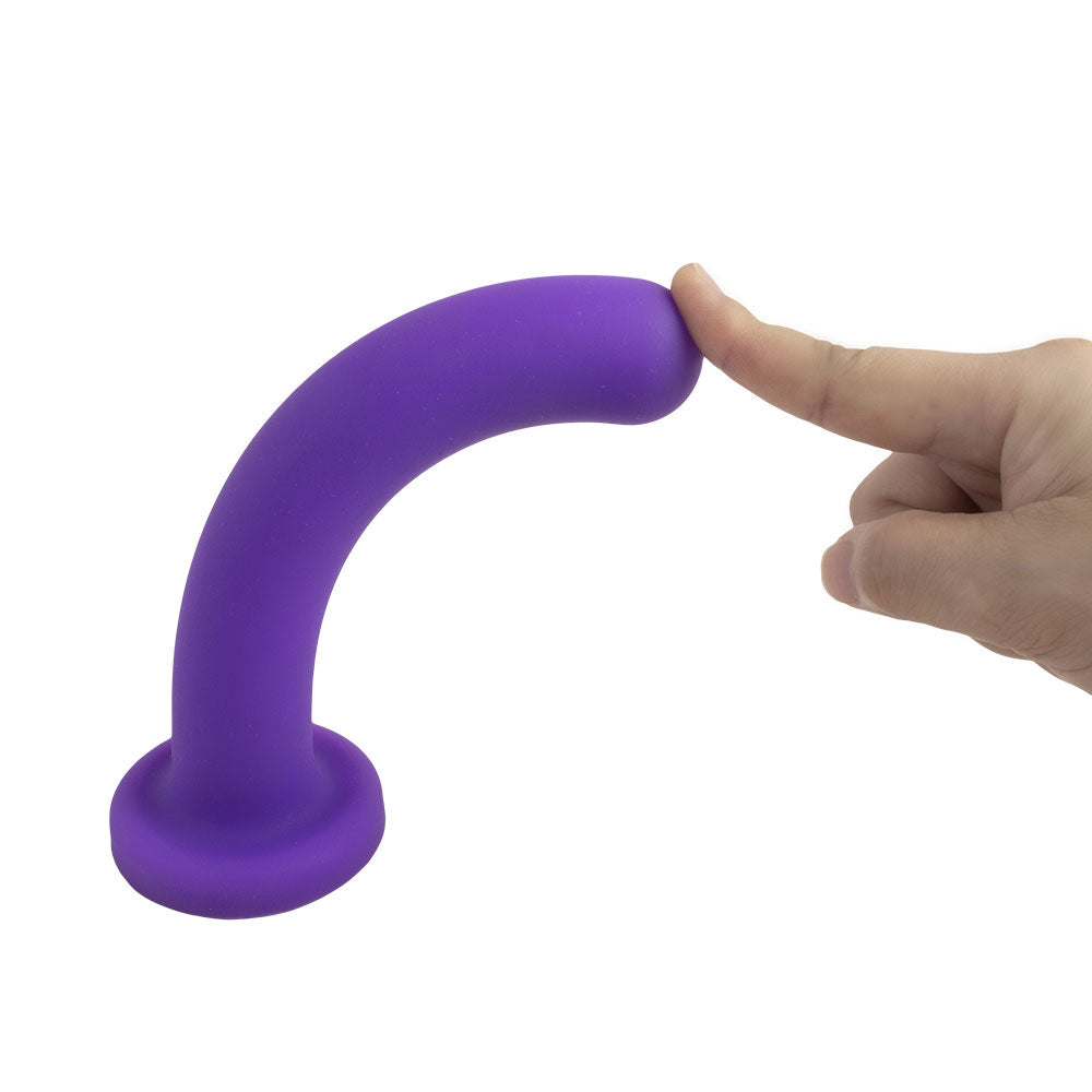 Topped Liquid Silicone Curved Dildo - Purple