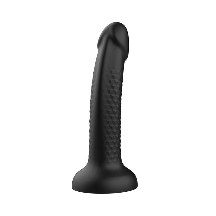 Topped Liquid Silicone Textured Dildo - Black