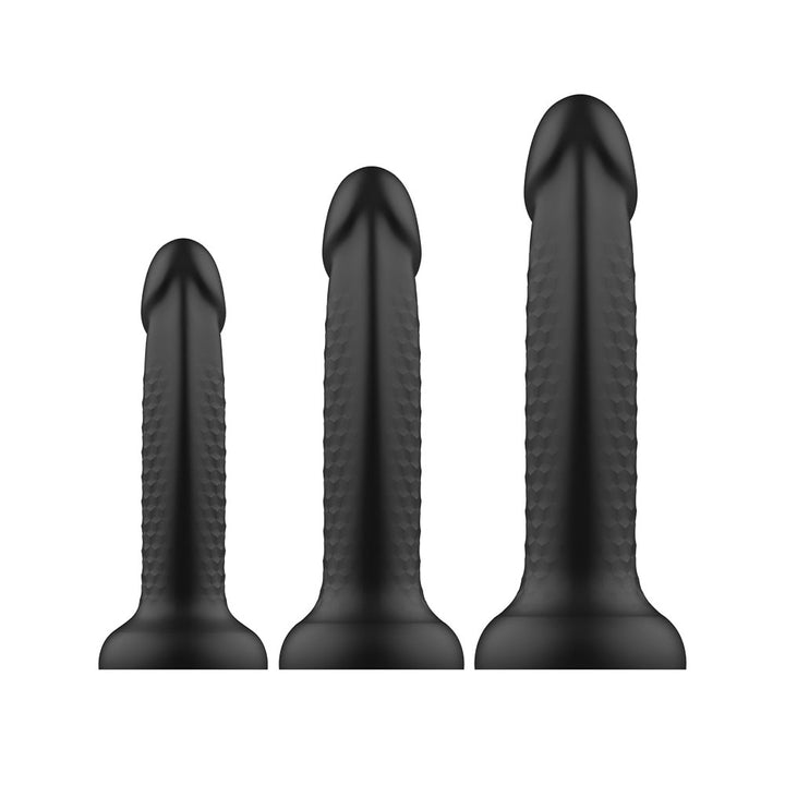 Topped Liquid Silicone Textured Dildo - Black