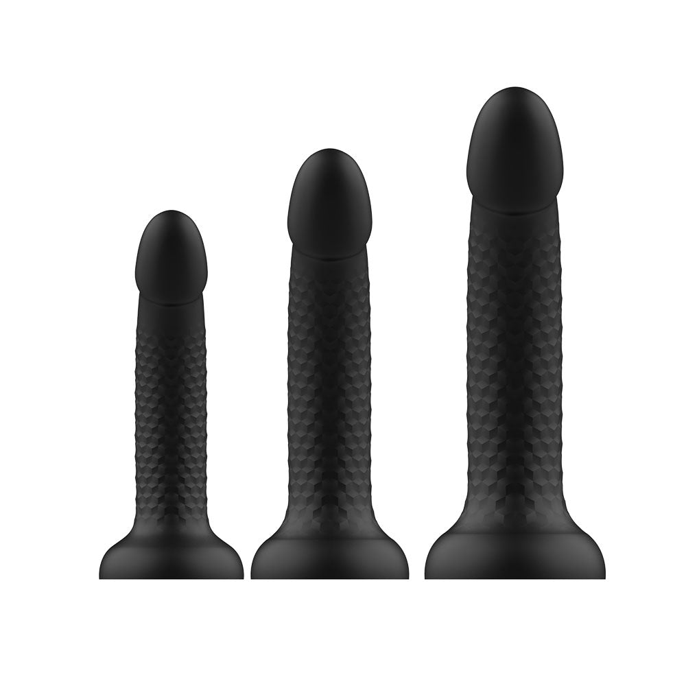Topped Liquid Silicone Textured Dildo - Black