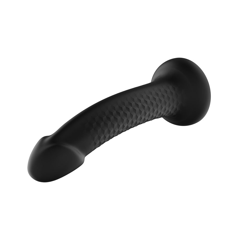 Topped Liquid Silicone Textured Dildo - Black