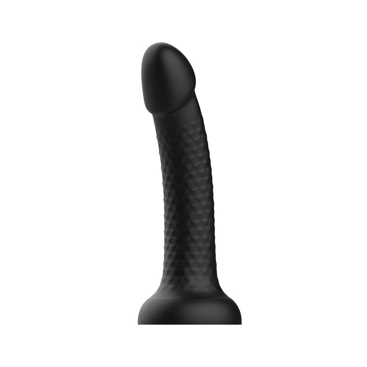 Topped Liquid Silicone Textured Dildo - Black
