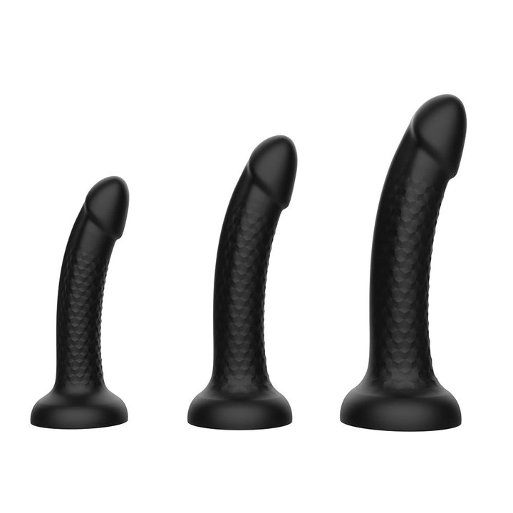 Topped Liquid Silicone Textured Dildo - Black