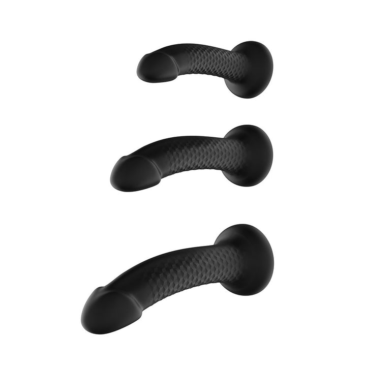 Topped Liquid Silicone Textured Dildo - Black