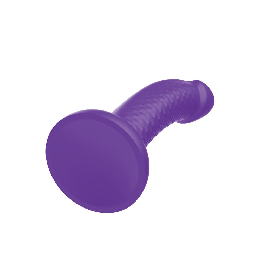 Topped Liquid Silicone Textured Dildo - Purple