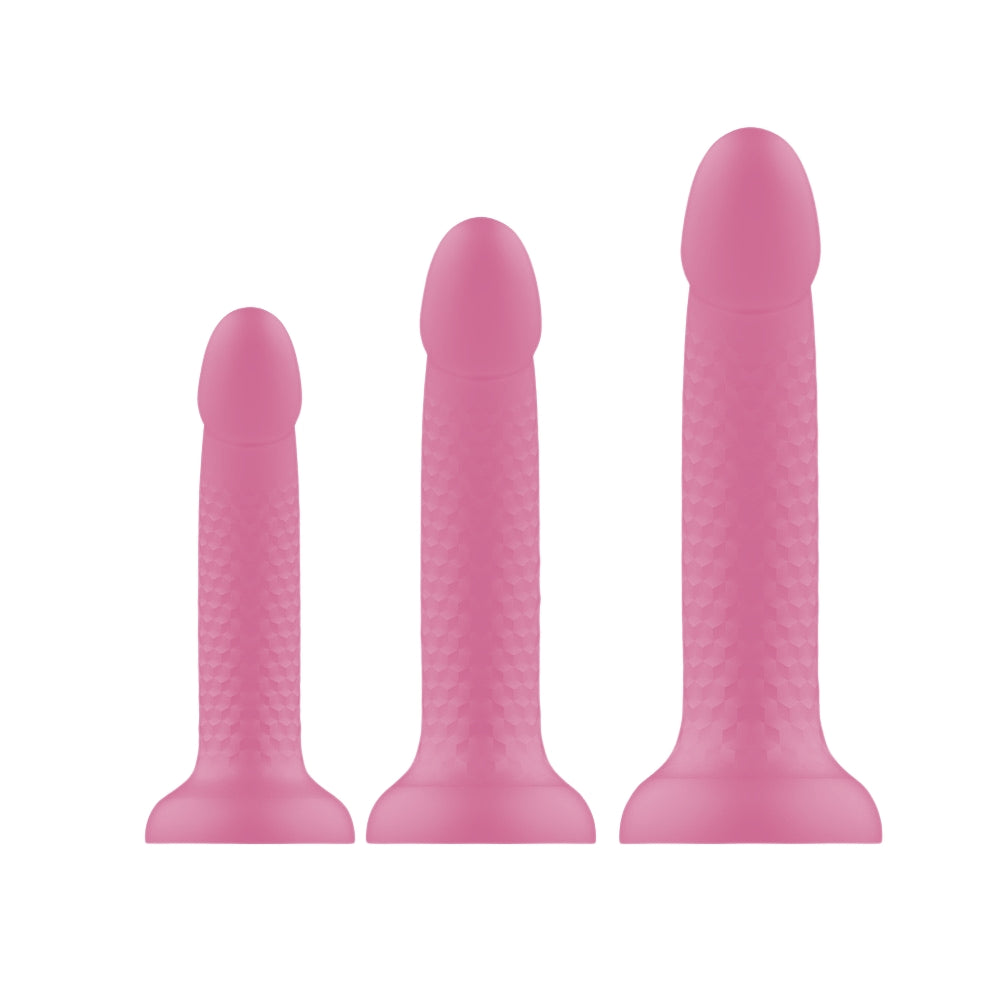 Topped Liquid Silicone Textured Dildo - Pink