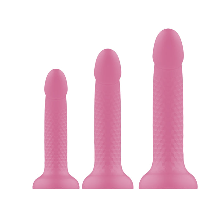Topped Liquid Silicone Textured Dildo - Pink