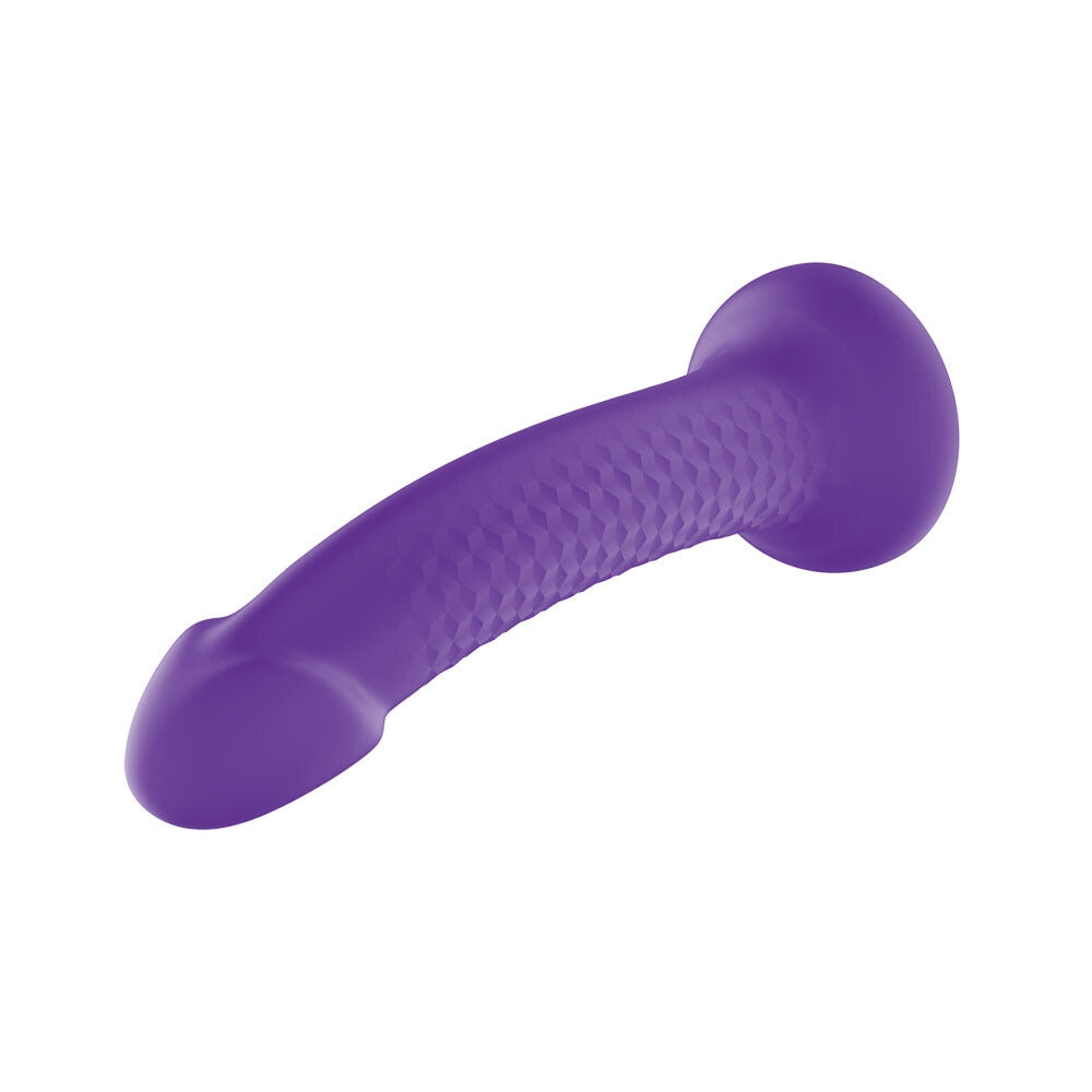 Topped Liquid Silicone Textured Dildo - Purple