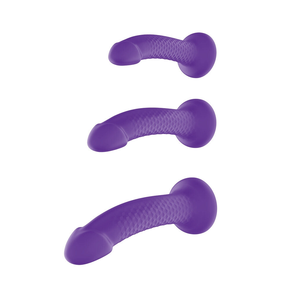 Topped Liquid Silicone Textured Dildo - Purple
