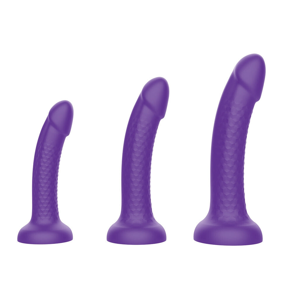 Topped Liquid Silicone Textured Dildo - Purple