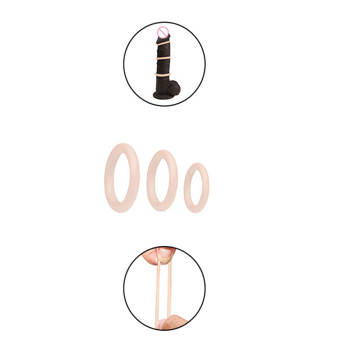 Winyi Liquid Silicone Cock Ring Set 3 Pack - Nude