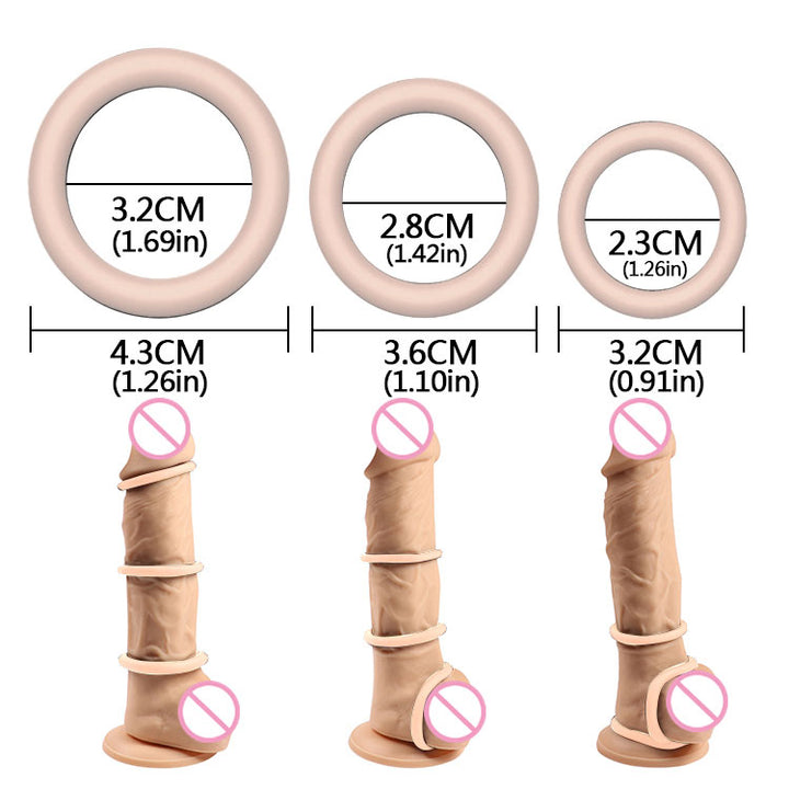 Winyi Liquid Silicone Cock Ring Set 3 Pack - Nude