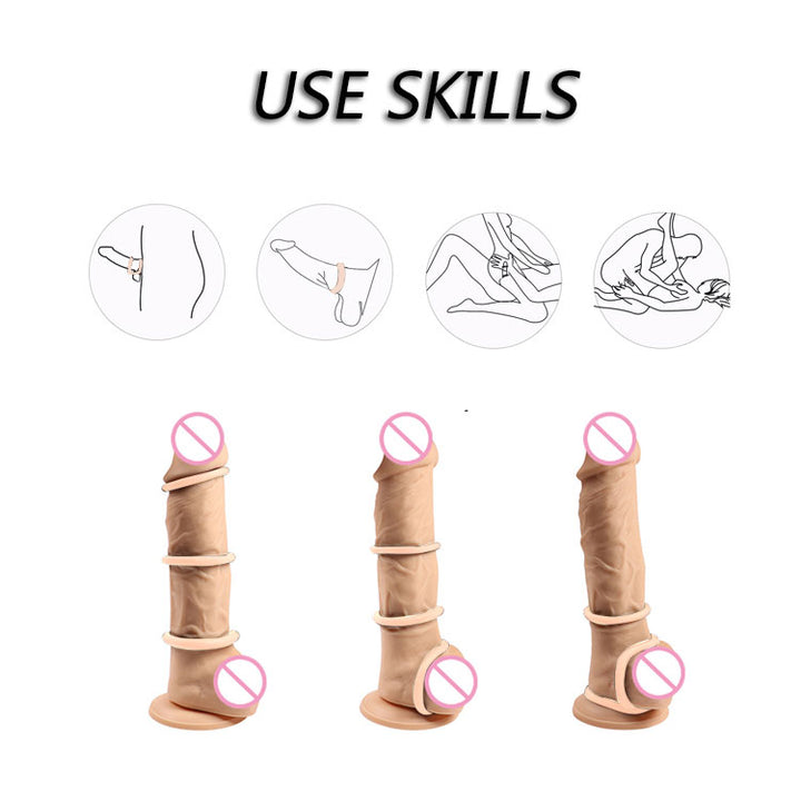 Winyi Liquid Silicone Cock Ring Set 3 Pack - Nude