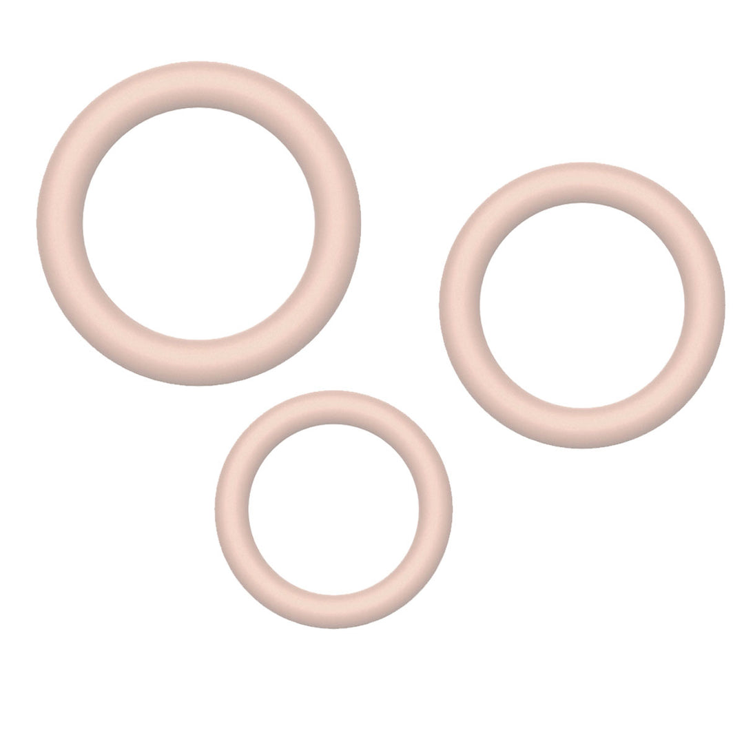 Winyi Liquid Silicone Cock Ring Set 3 Pack - Nude