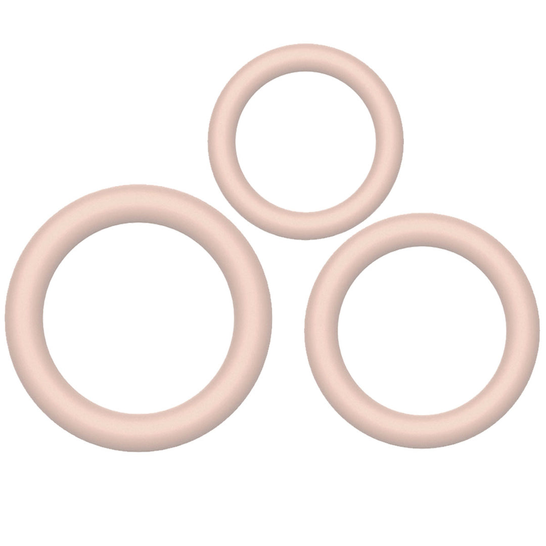Winyi Liquid Silicone Cock Ring Set 3 Pack - Nude