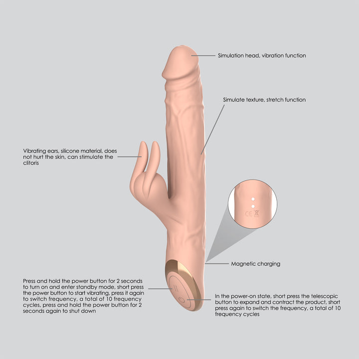 Winyi Terry 2 Thrusting Silicone Dildo - Flesh