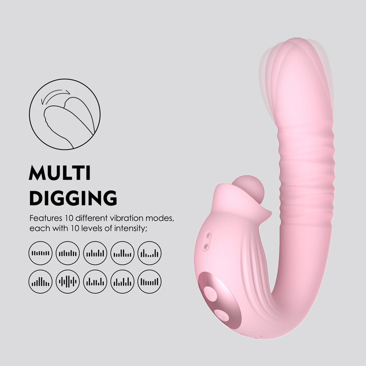 Winyi Tiffany Thrusting Multi Function Vibrator - Pink