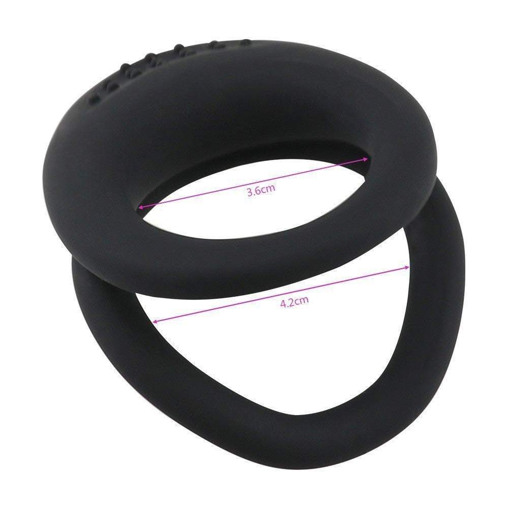 X-Cite Double Trouble Silicone Cockring - Black