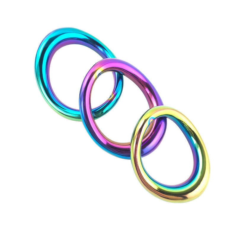 X-Cite Ergo Stainless Steel Cock Ring - Rainbow
