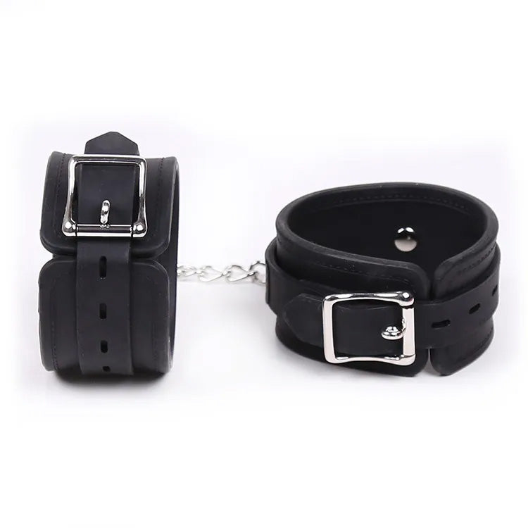 X-Cite Lockable Silicone Handcuffs - Black