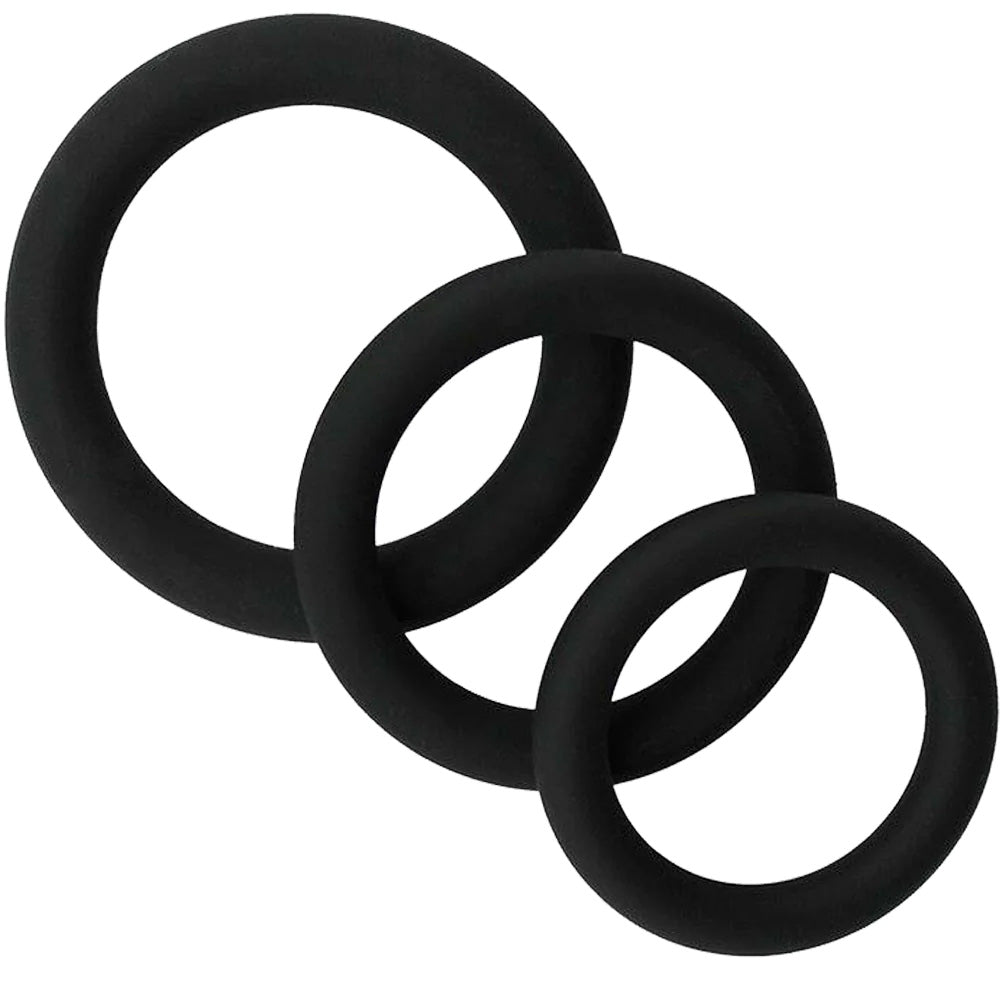 X-Cite Trifecta Silicone Cockrings 3 Pack - Black