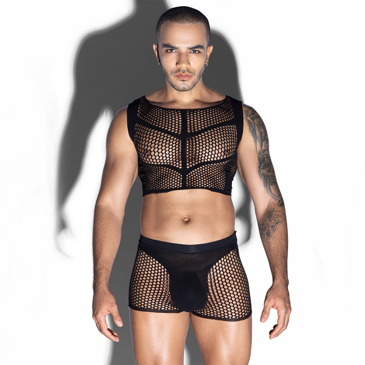 Love In Leather Rib Singlet & Brief Set