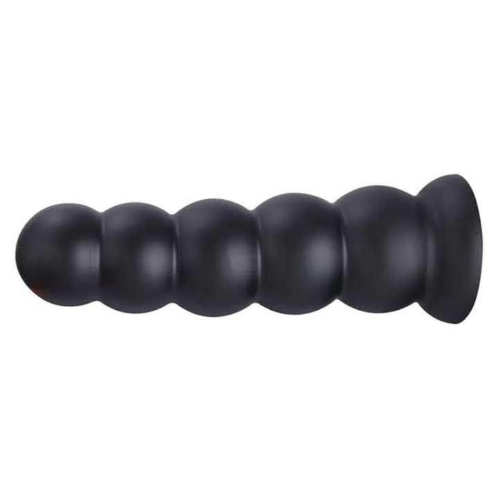 HiSmith 11.8" Silicone Smooth Beaded Anal Butt Plug Black (KlicLok)