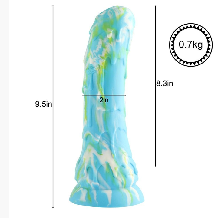 HiSmith - 9.5" Silicone Blue Monster Curved Dildo (KlicLok)