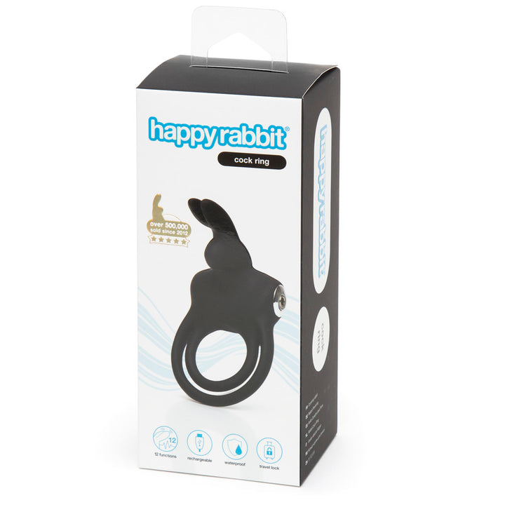 Happy Rabbit Stimulating Rechargeable Rabbit Cock Ring  - Black