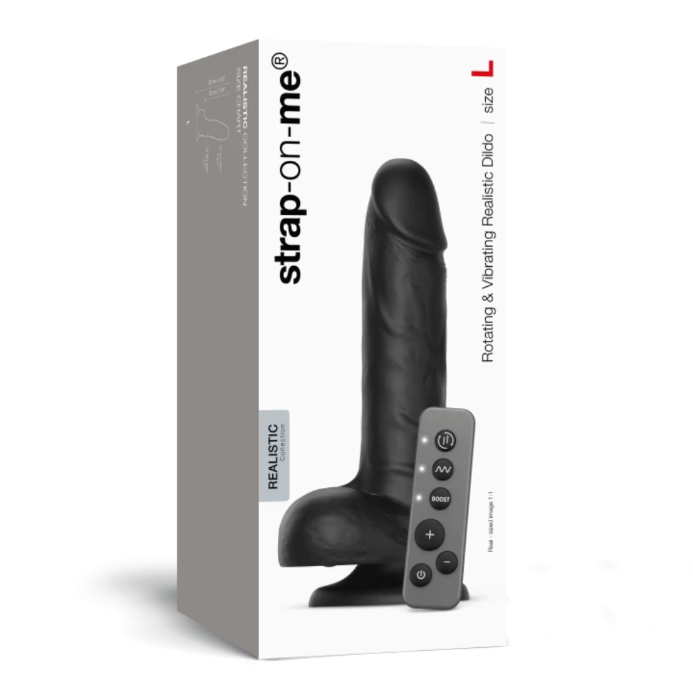 Strap On Me Rotating and Vibrating Realistic Dildo Large - Black