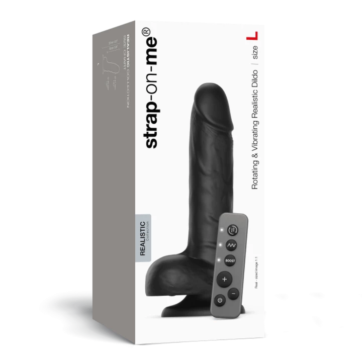 Strap On Me Rotating and Vibrating Realistic Dildo Large - Black