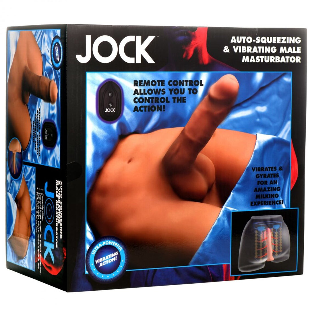 Curve Toys Jock Vibrating & Squeezing Male Masturbator With Poseable Dildo - Light