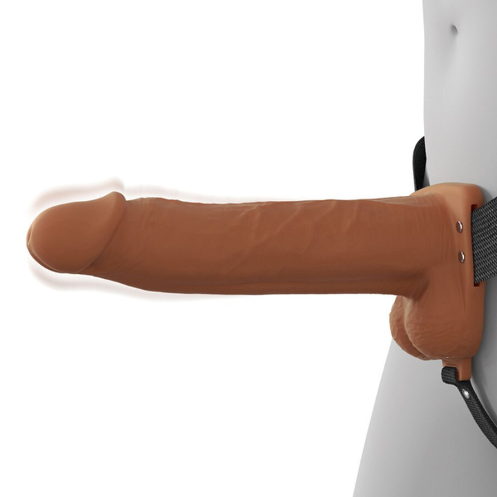 Pipedream Fantasy X-Tensions Elite Vibrating Hollow Silicone Strap-On 8 Inch