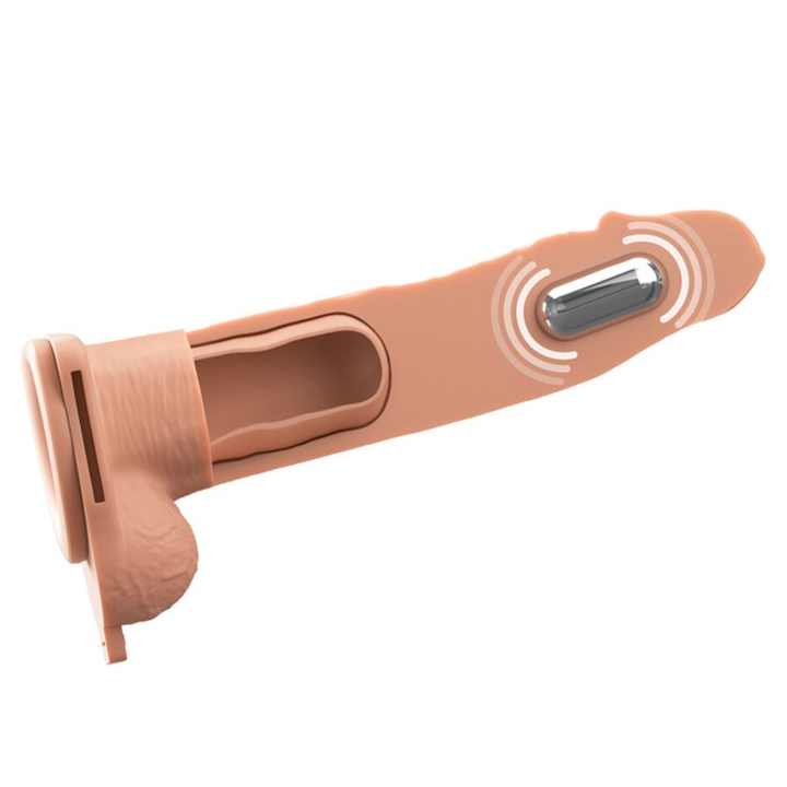 Pipedream Fantasy X-Tensions Elite Vibrating Hollow Silicone Strap-On 8 Inch