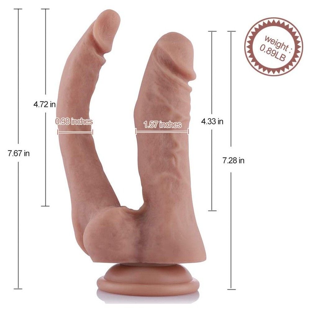 Hismith KlicLok Double Penetrator 7 Inch Silicone Dildo - Light