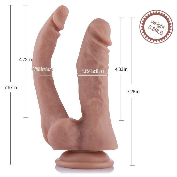 Hismith KlicLok Double Penetrator 7 Inch Silicone Dildo - Light