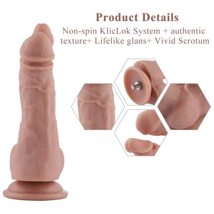 Hismith KlicLok Double Penetrator 7 Inch Silicone Dildo - Light