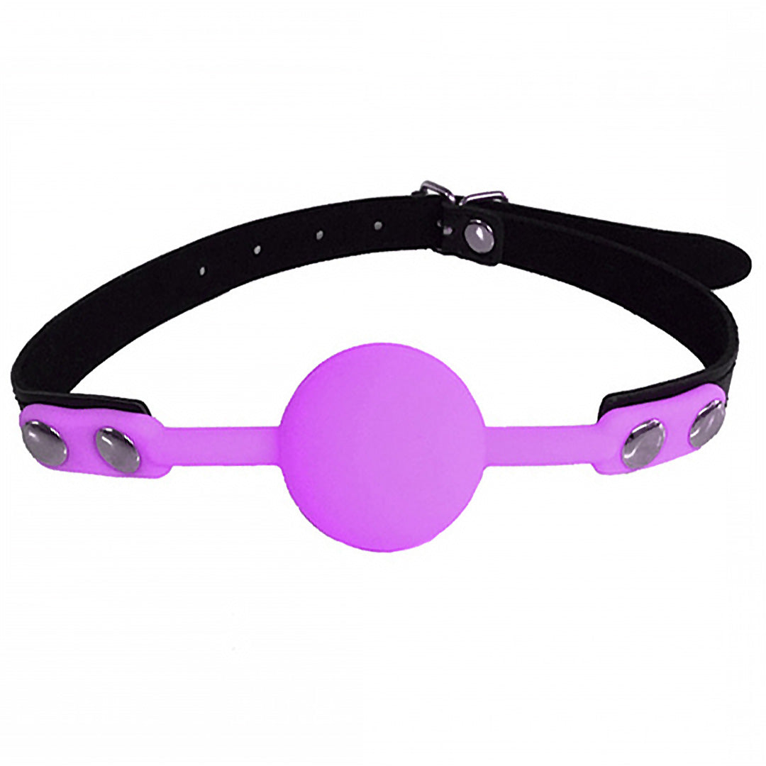 Love In Leather Silicone Ball Gag - Purple