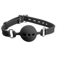 Love In Leather Silicone Breathable Ball Gag - Black