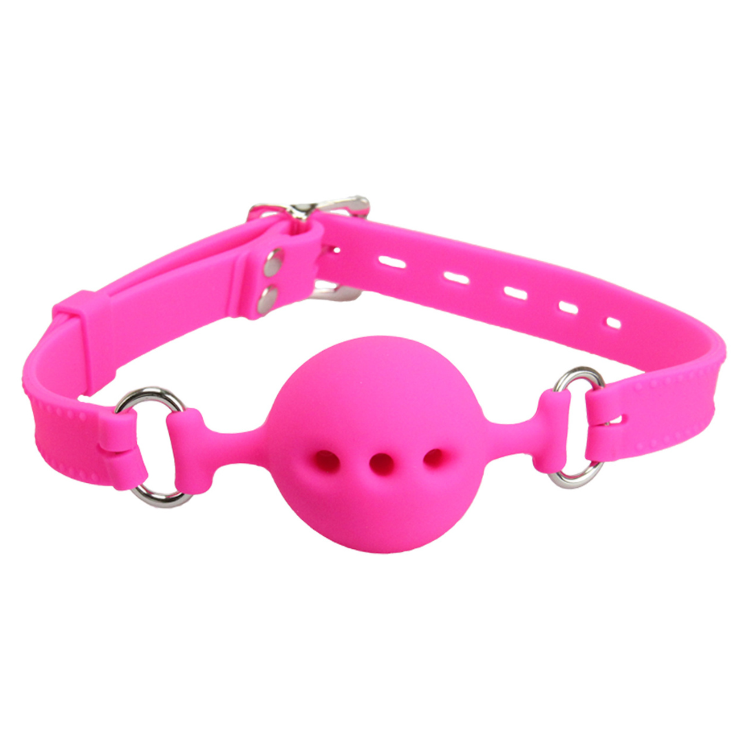 Love In Leather Silicone Breathable Ball Gag - Pink