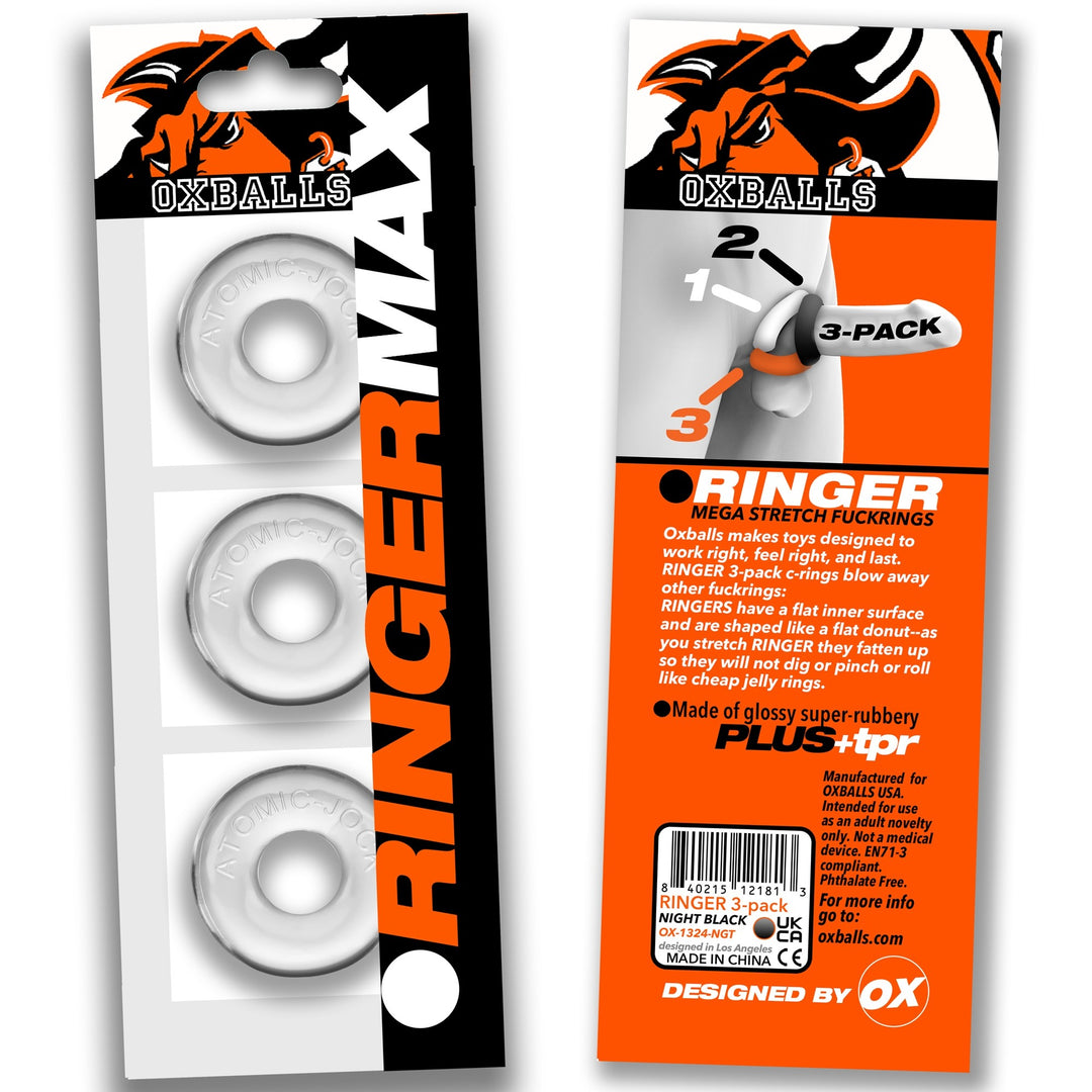 Oxballs Ringer Max Three Pack of Cock Rings - Clear