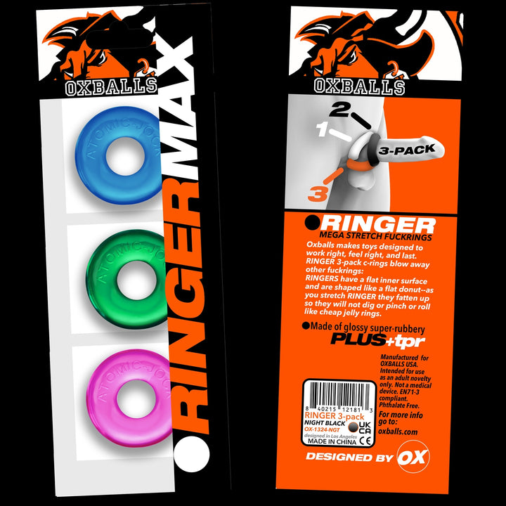 Oxballs Ringer Max Three Pack of Cock Rings - Neon